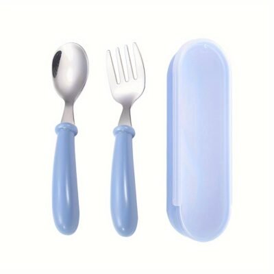 10316fbb-e1f1-468c-af75-2be468bafb45.jpg 2pcs Set Baby Growth Commemorative Gift Training Spoon And Fork Food-Grade Safe Tableware
