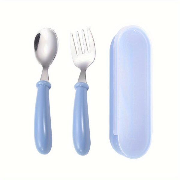 10316fbb-e1f1-468c-af75-2be468bafb45.jpg 2pcs Set Baby Growth Commemorative Gift Training Spoon And Fork Food-Grade Safe Tableware