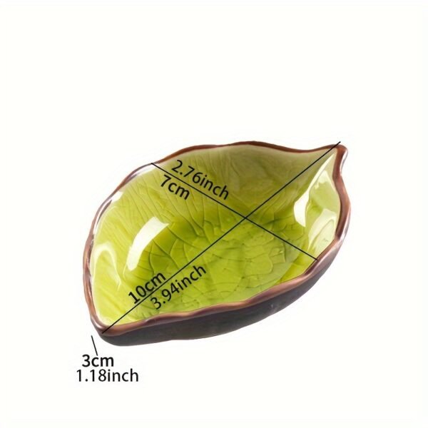 4pcs Set of Ceramic Leaf-Shaped Seasoning Dishes, Leaf-Shaped Ice-Cracked Sauce Dishes, Multi-Purpose Tableware