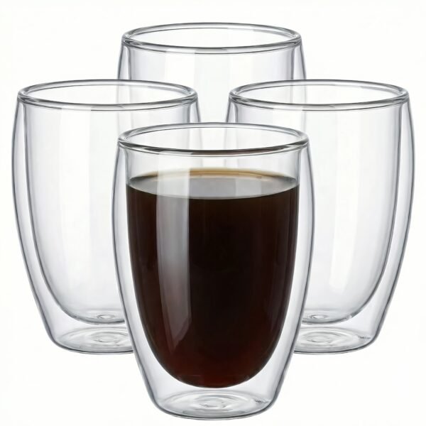 157d0285-45b7-4216-aafe-0eb2af31d9d0.jpg Double-Layer Insulated Glass Cup, 350ml, 4pcs Set, High Borosilicate Heat-Resistant Anti-Scald Cup, Non-Scalding and Non-Condensing