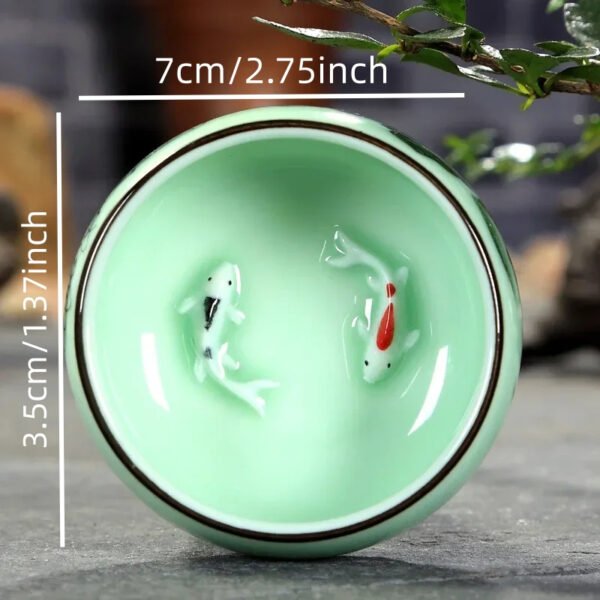 1700708060096-db9b39b3f192469db5fc3f198bb6f8d3-goods.jpeg 80ml/2.82oz Traditional Celadon Hand-painted Landscape Teacup Ceramic for Lotus Carp Tea Set Double-fish Chinese Tea Master Cup