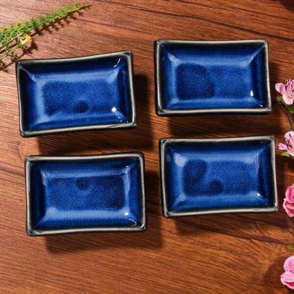 4 Blue Ceramic Square Dishes Sauce Dishes Snack Dessert Dishes Essential small tableware
