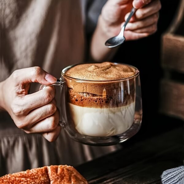 4pcs Set - 300ml - High Borosilicate Double-walled Glass Coffee Cups, Insulated Glass Coffee Cups, Transparent Glass Cups