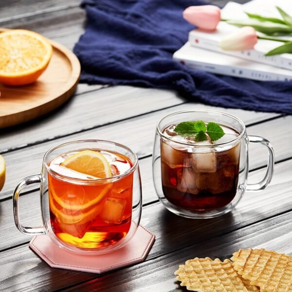 4pcs Set - 300ml - High Borosilicate Double-walled Glass Coffee Cups, Insulated Glass Coffee Cups, Transparent Glass Cups