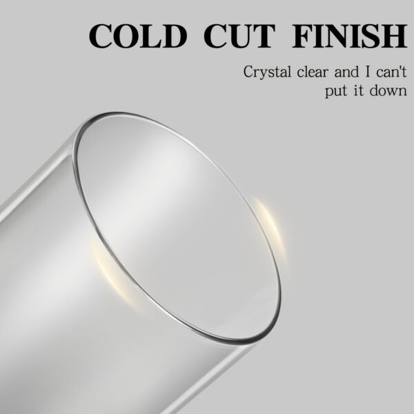 2pcs -215Ml- Crystal Clear Glass Cups with Cold Cut End - Multi-Purpose for Wine, Cocktails, Water