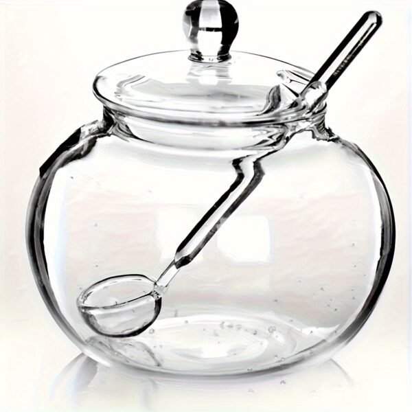 585cc17839f54cebbcc60998ff28a01f-goods.jpeg 250ml Clear Glass Sugar Bowl with Spoon- Transparent Spice Jar for Kitchen