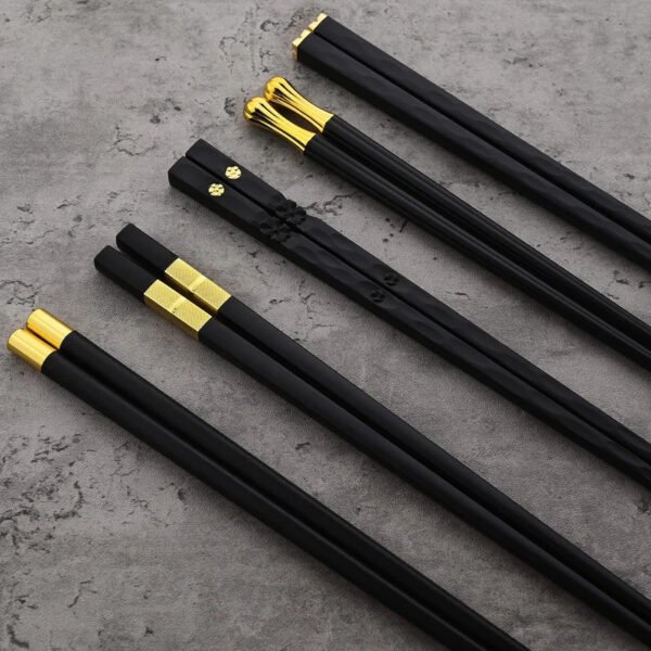 24cm 5 Pairs Japanese Chinese Chopsticks Sushi Non-slip Sticks Reusable Metal Korean Chopsticks Set