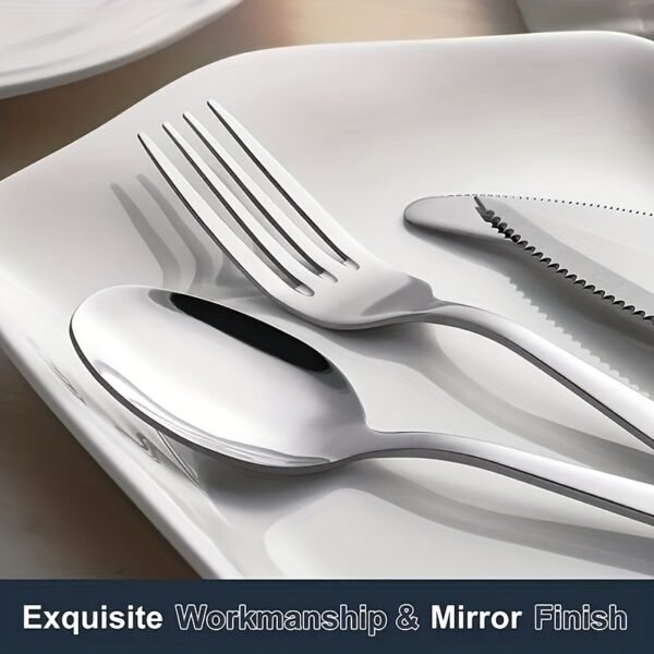 12pcs Fork and Spoon Silverware Set, Food-Grade Stainless Steel Cutlery Set