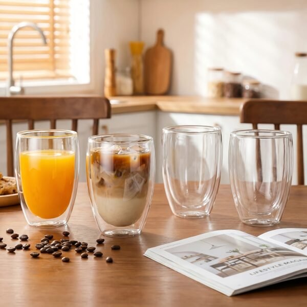 9ff78008-3f2a-4156-9108-44e6bad25c5c.jpg Double-Layer Insulated Glass Cup, 350ml, 4pcs Set, High Borosilicate Heat-Resistant Anti-Scald Cup, Non-Scalding and Non-Condensing