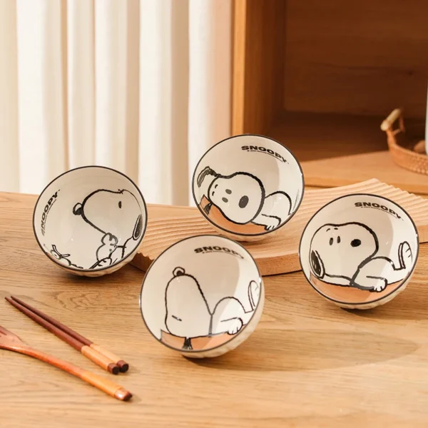 S15d76c6becf14e3fb6fb4858574f226fa.webp 4.5inch Cute Cartoon Anime Snoopy Ceramics Bowls Breakfast Noodles Salad Fruit Rice Goblet Bowl - Assorted Colors