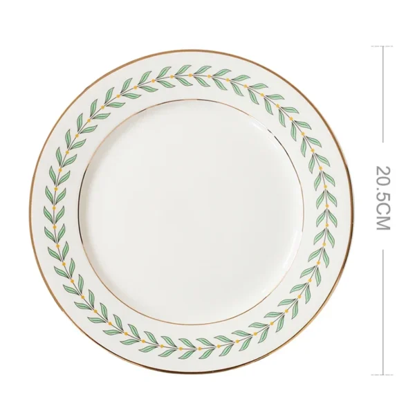 S175e9a74798040328ae5e8ed94bc2d1e6.webp Korean Green Leaf Dinner Plate, Saucer Set Ins Beautiful Dessert Salad Ceramic Plate for Food Crockery