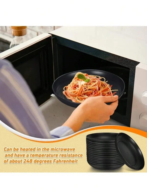 S17bee8513bdf4ae999fce155fe5a6bccv.webp 12pcs Reusable plastic PP plates, dishwasher and microwave safe