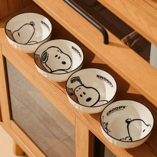 S1aaf265f52ea403ebc18b55f8f6567cb1.webp 4.5inch Cute Cartoon Anime Snoopy Ceramics Bowls Breakfast Noodles Salad Fruit Rice Goblet Bowl - Assorted Colors