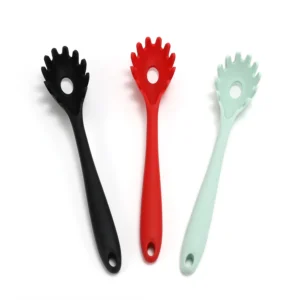 11.2 inch Pasta Fork Premium Silicone Spaghetti Strainer Heat Resistant Noodle Spoon Server Food Grade Kitchen Cooking Tools - Assorted Colors
