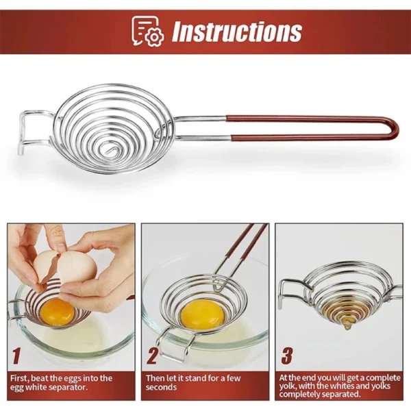 S3c2838bc14a44d4380233754cf40b438E.webp Egg Separator Egg Yolk White Separator Stainless Steel Egg White Yolk Sifting Filter Egg Divider Kitchen Tool for Baking Cake