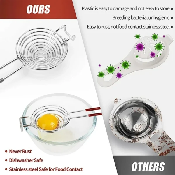 S3fe886fb6734439bbd17d611995a73178.webp Egg Separator Egg Yolk White Separator Stainless Steel Egg White Yolk Sifting Filter Egg Divider Kitchen Tool for Baking Cake