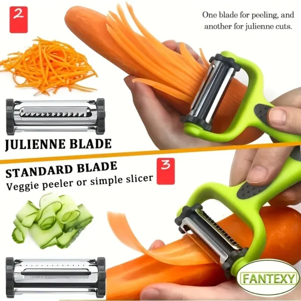 S6919e9248f084f74825c8e4c6252edc6A.webp 3 in 1 Rotary Peeler Fruit Vegetables Cabbage Graters Salad Carrot Potato Slicer Kitchen Multifunction Grater Julienne Peeler