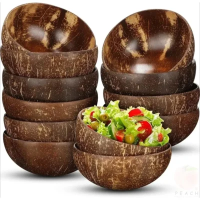 S851b51a6eb8c41fa992923cda2c24118x.webp Polished Coconut Bowls and Wooden Spoon Sets Natural Coconut Salad Smoothie Bowls