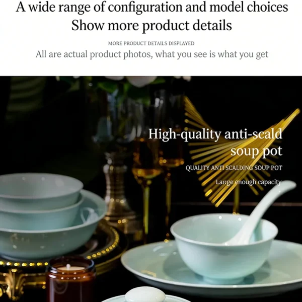 Celadon Dinnerware Set 30pcs Ceramics Dish Sets Full Set Luxury China Tableware Set Modern Dinner Set 10/16 Persons