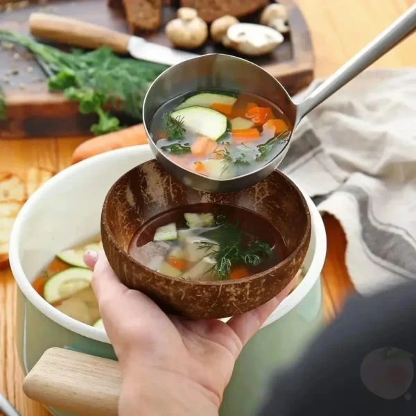 S8ea44a5115fe4f8bb4bd9e2f86c7d949k.webp Polished Coconut Bowls and Wooden Spoon Sets Natural Coconut Salad Smoothie Bowls