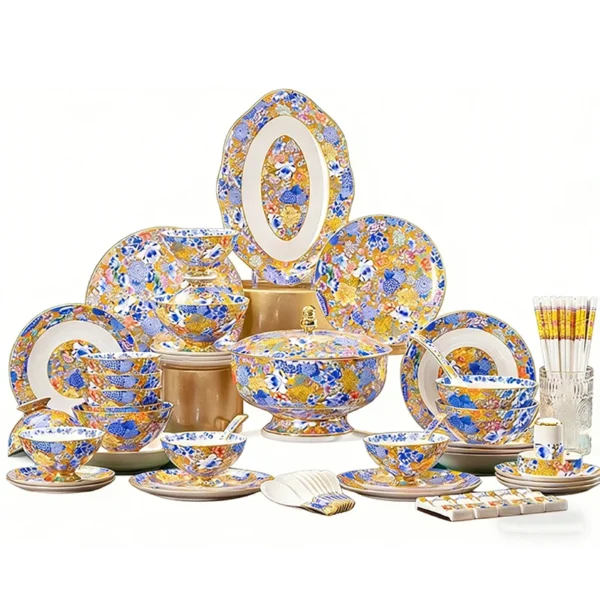 S90e5945474fd4f6f81f77607b5d55f26m.webp Enamel Dinnerware Set 38pcs Luxury Ceramics Tableware Set Courtly Style Bone China Dish Sets