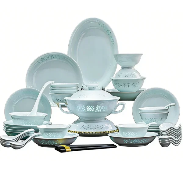 Sa70a69a263244fe8a64eeff3e292df2aQ.webp Celadon Dinnerware Set 40pcs Linglong Ceramics Dish Sets Full Set Luxury China Tableware Set