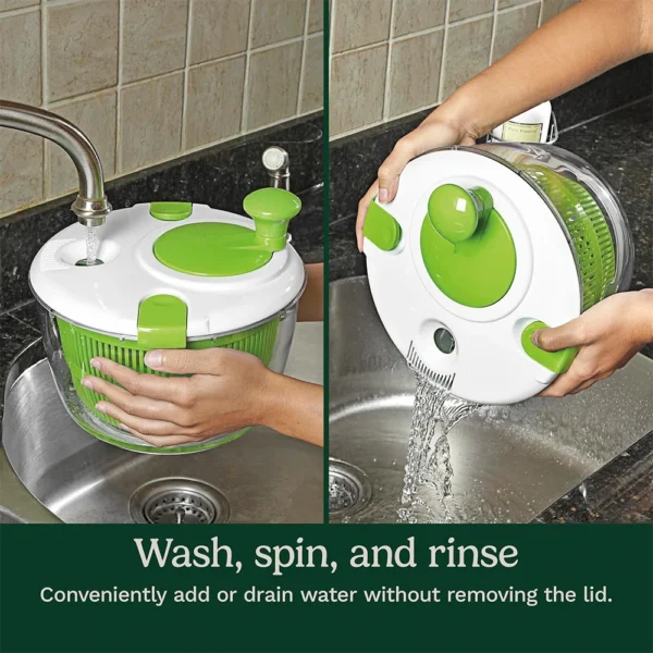 Sa74daa1ce20341a7970c8356e64df8edF.webp LMETJMA 5 L Large Salad Spinner Vegetable Washer Dryer Drainer Strainer with Bowl Colander Multi-Use Lettuce Spinner JT252
