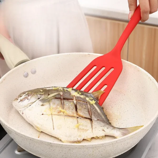 Sa86b276fffed452d86716337ce5329cbs.webp Egg Fish Frying Pan Spatula Scoop Fried Shovel Silicone Turners Cooking Utensils Kitchen Tools Cooking Accessories Gadgets - Assorted Colors