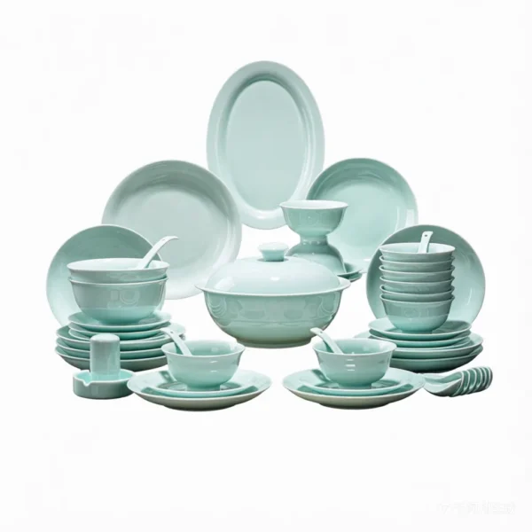 Saa91d8d7b6d342b48e34f728fc8f3b79w.webp Celadon Dinnerware Set 30pcs Ceramics Dish Sets Full Set Luxury China Tableware Set Modern Dinner Set 10/16 Persons