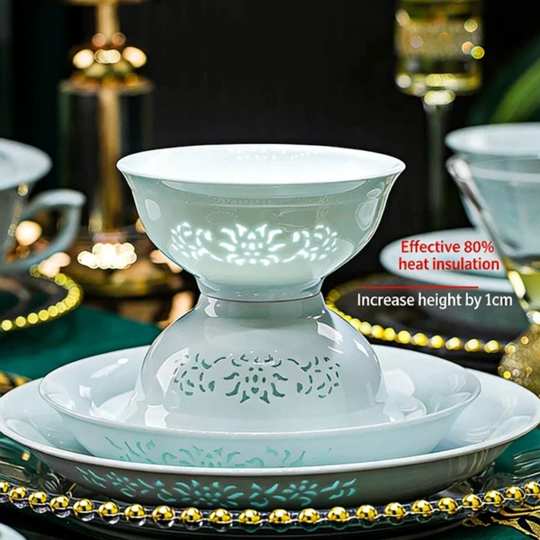 Celadon Dinnerware Set 40pcs Linglong Ceramics Dish Sets Full Set Luxury China Tableware Set