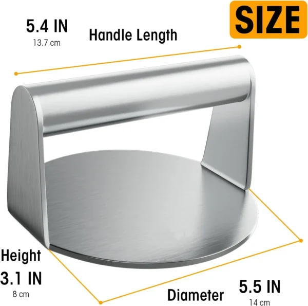 Sbfcef03ae2504667941e1d436a5f54f69.webp Hamburger Meat Press 430 Stainless Steel Circular Square Burger Meat Press Kitchen Tool Non-Stick Meat Press Plate