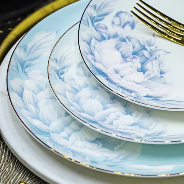 Scb957bf33eec4c77b479d7a23d182c39l.webp Jingdezhen Bone China Rice Bowl, Plate Spoon Dinnerware 18pcs Set Light luxury Food Plate Chinese Restaurant Complete set of Tableware