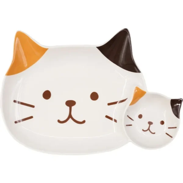Sdf7013a04ba94953836da121a629ec1cl.webp Japanese Cat Kid Dinner Plate Cartoon Divided Plate Dessert Fruit Tray Dumpling with Sauce Dish One Person Crockery - Assorted Colors