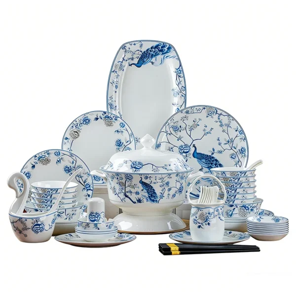 Se0027fc351c2434c92dba49b6c102d16j.webp Blue And White Porcelain Tableware Set 60pcs Ceramics Dish Sets Full Set Luxury China Dinnerware Set