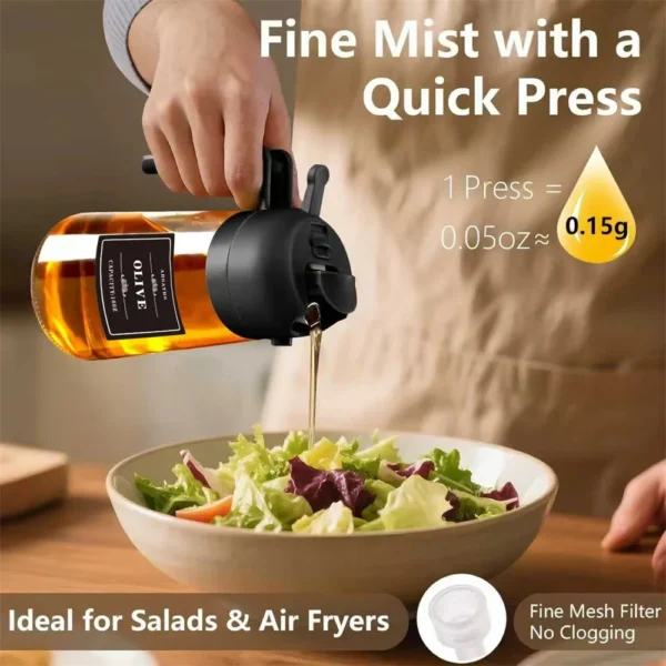 Sea696a5eb83f4e10bd9817e21d3a9cef6.webp 2pcs Oil Sprayer for Cooking, Kitchen 2 in 1 Spray and Pour Olive Oil Dispenser with Stickers,470ML Glass Oil Spray Bottle