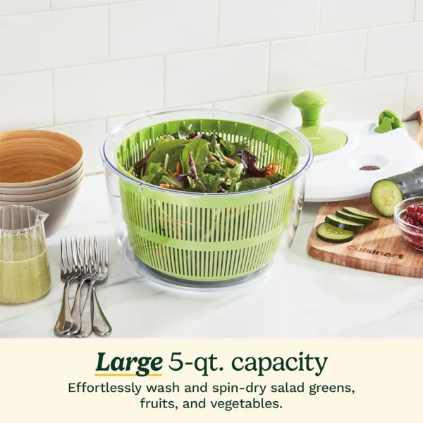 Sf07cf9eb61204687b55ef0ff73903c1ez.webp LMETJMA 5 L Large Salad Spinner Vegetable Washer Dryer Drainer Strainer with Bowl Colander Multi-Use Lettuce Spinner JT252