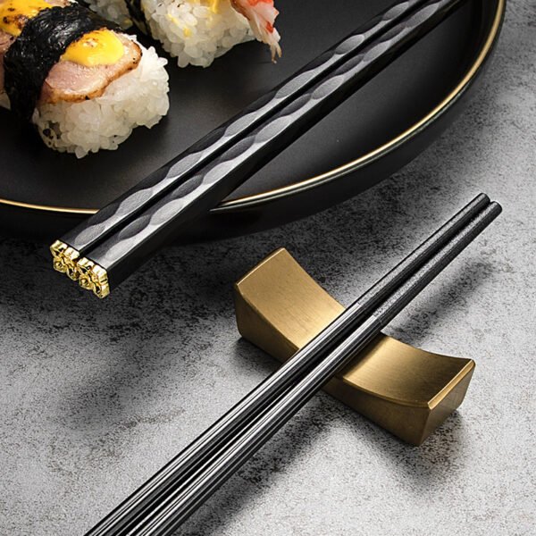 24cm 5 Pairs Japanese Chinese Chopsticks Sushi Non-slip Sticks Reusable Metal Korean Chopsticks Set