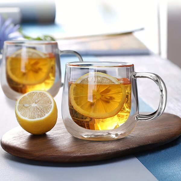 4pcs Set - 300ml - High Borosilicate Double-walled Glass Coffee Cups, Insulated Glass Coffee Cups, Transparent Glass Cups