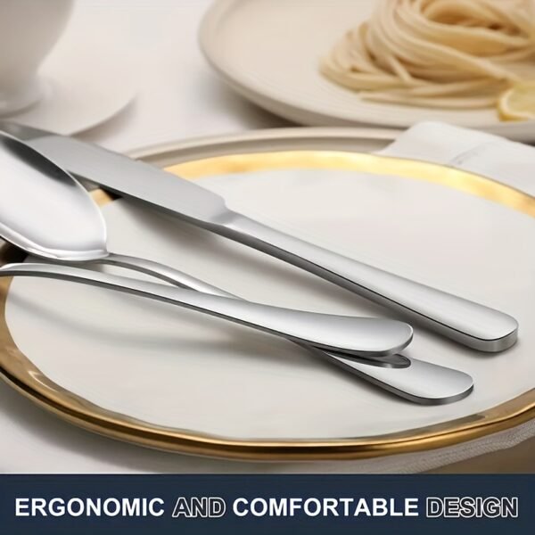 12pcs Fork and Spoon Silverware Set, Food-Grade Stainless Steel Cutlery Set