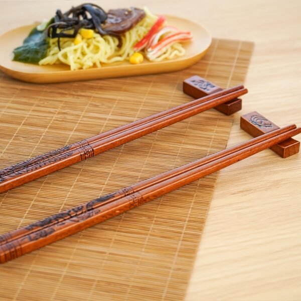 d6aadea1-1bd6-456e-a936-921a11e01ff3.jpg 2 Pairs Chinese Traditional Dragon Phoenix Chopsticks Set - Hand-Carved Wooden Reusable Chopsticks with Wooden Box, Non-Slip Grip