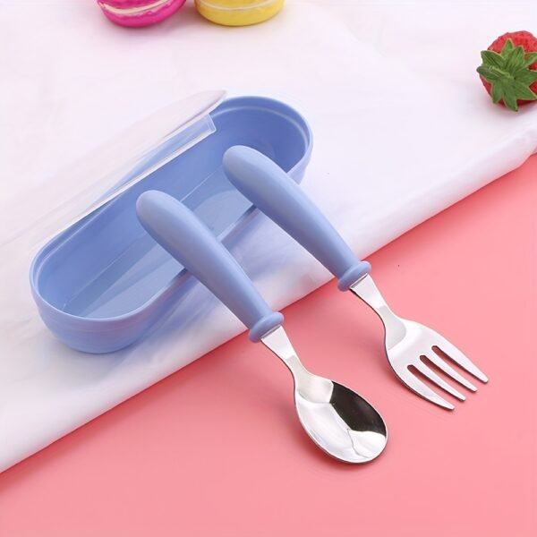 e12fedc6-c138-423c-8fd4-6e0119248a8a.jpg 2pcs Set Baby Growth Commemorative Gift Training Spoon And Fork Food-Grade Safe Tableware