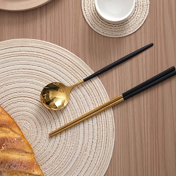 8pcs Elegant Stainless Steel Cutlery Set, Mirror Polished - Includes Spoons and Chopsticks
